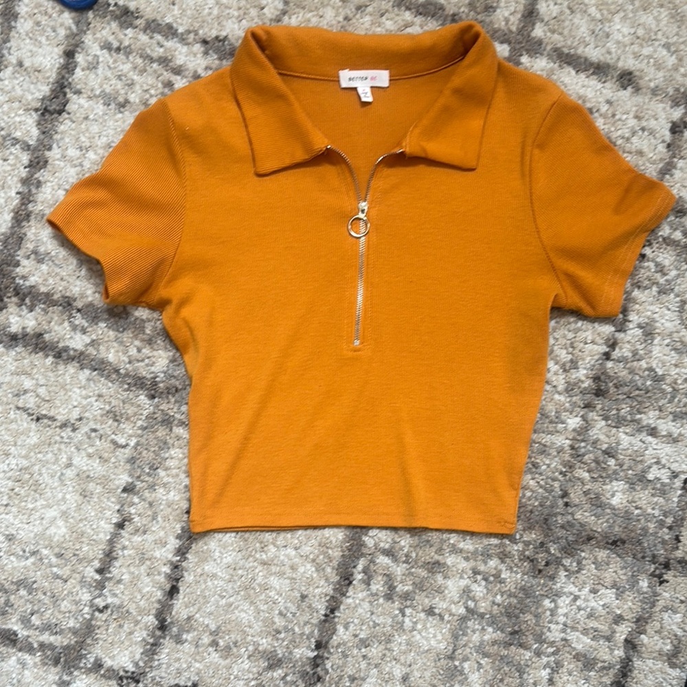 Better Be Orange Zip-Up Crop Top